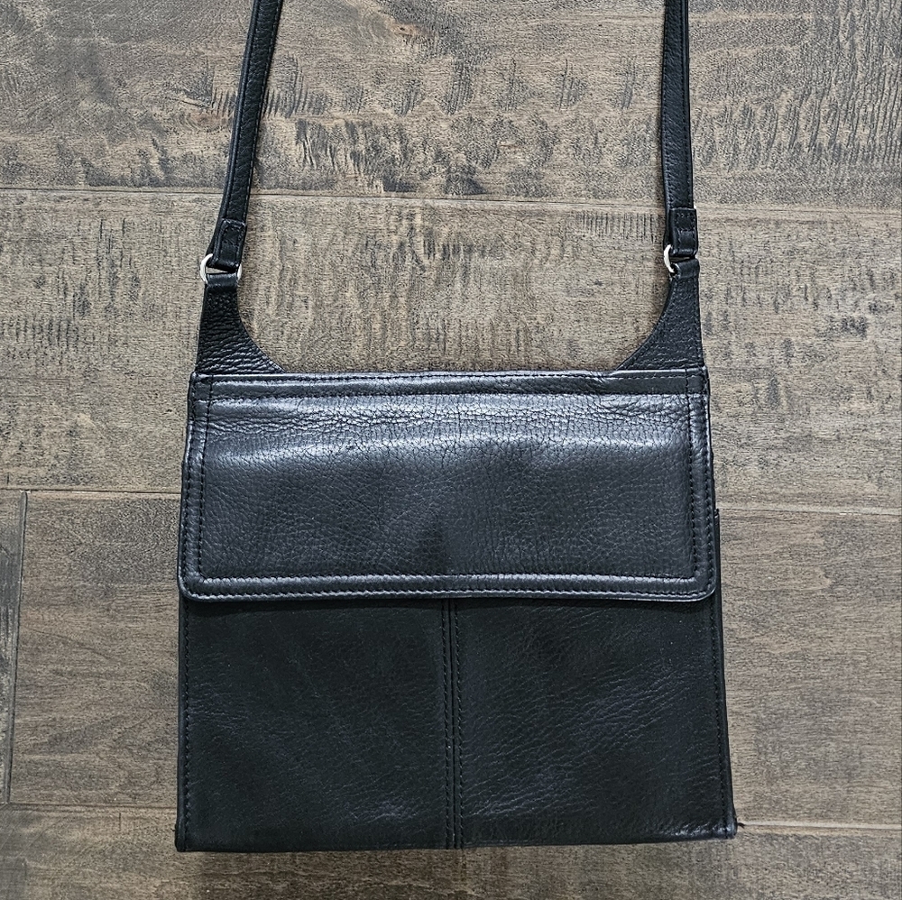 Vintage Rare Fossil Black Leather Crossbody Bag - Picture 5 of 8